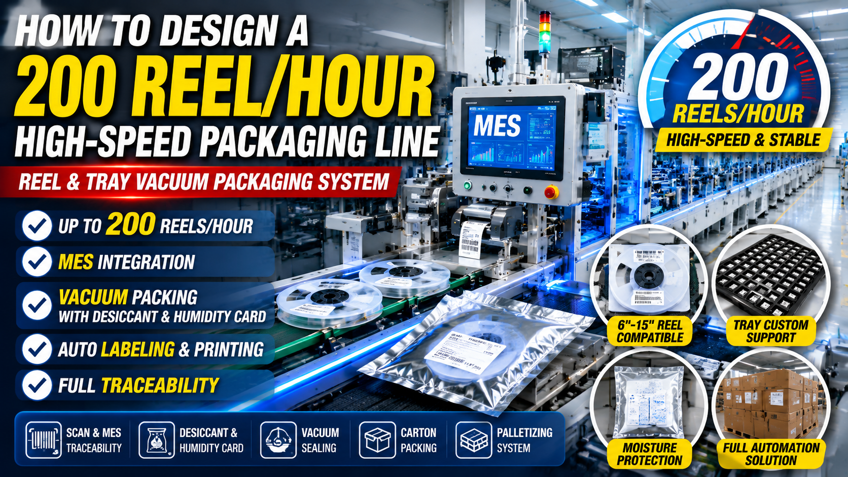 How to Design a 200 Reel/Hour High-Speed Electronics Packaging Line？