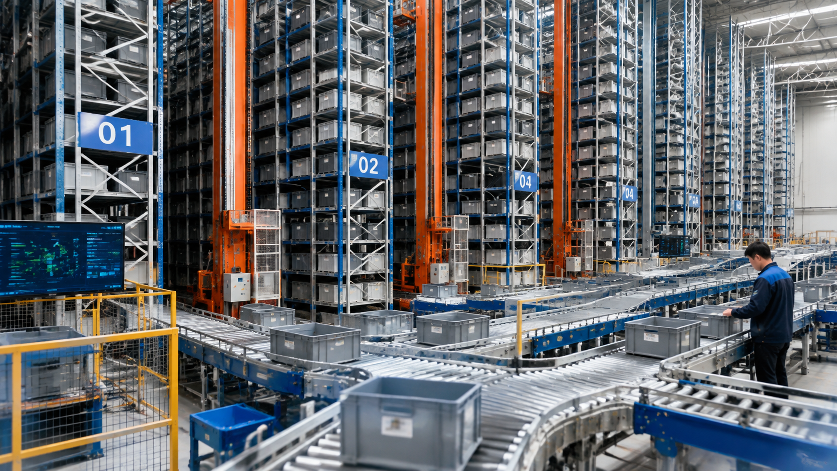 4-Aisle Mini Load ASRS Warehouse Automation System for High SKU Storage and Fast Picking